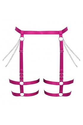 Harnais de cuisse punk avec chaîne porte-jarretelles pour femme - Grande taille - Rave Halloween, blanc, taille unique