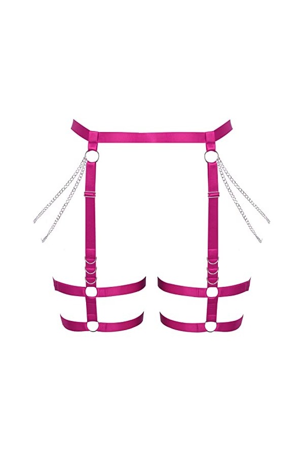 Harnais de cuisse punk avec chaîne porte-jarretelles pour femme - Grande taille - Rave Halloween, blanc, taille unique