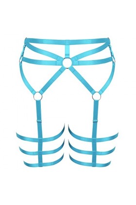 Porte-jarretelles pour femme - Grande taille - Style punk - Pour Halloween, bleu ciel, taille unique