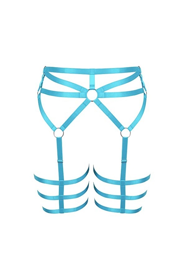 Porte-jarretelles pour femme - Grande taille - Style punk - Pour Halloween, bleu ciel, taille unique