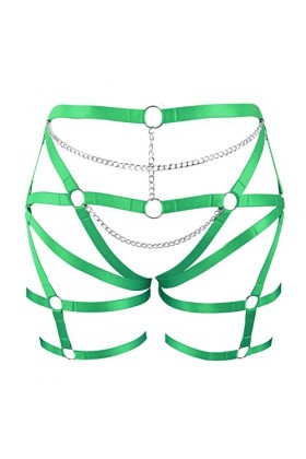 Harnais grande taille pour femme - Ceinture porte-jarretelles - Chaîne de corps ajourée pour femme - Style punk, gothique, ra