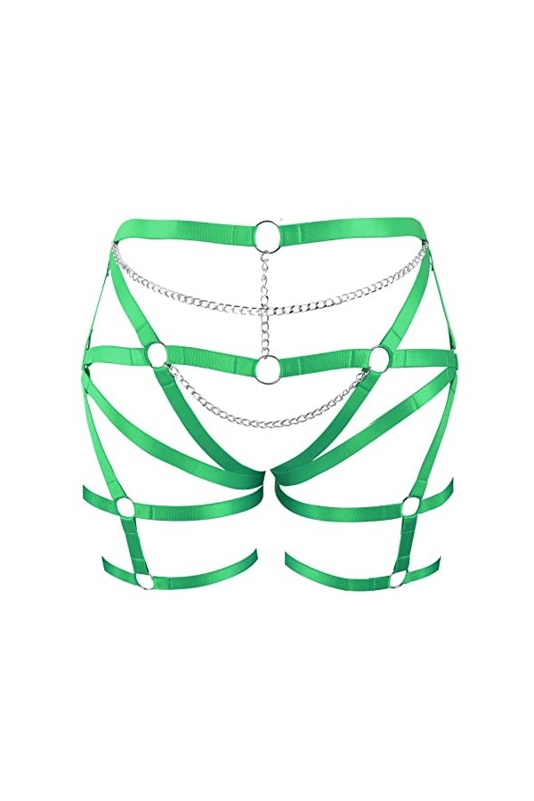 Harnais grande taille pour femme - Ceinture porte-jarretelles - Chaîne de corps ajourée pour femme - Style punk, gothique, ra