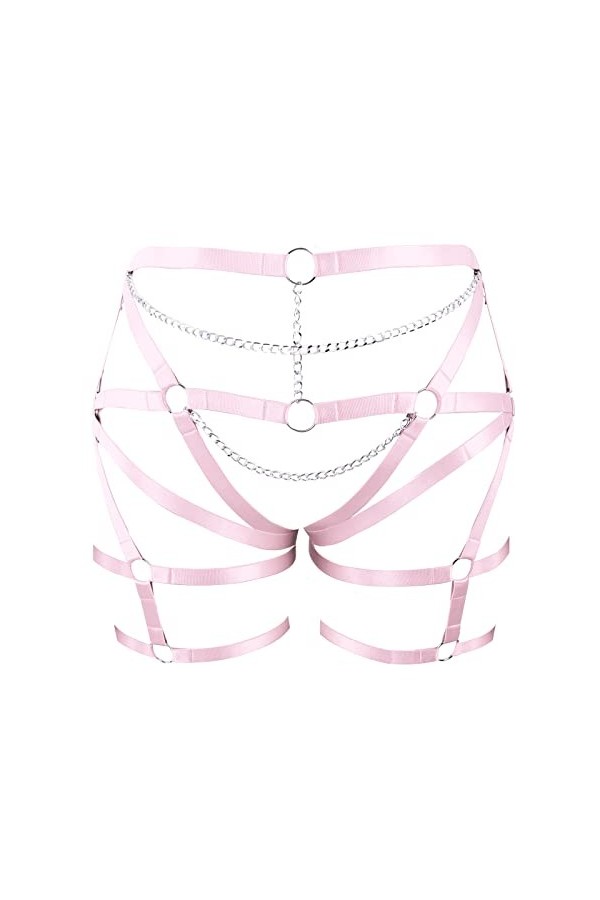 Harnais grande taille pour femme - Ceinture porte-jarretelles - Chaîne de corps ajourée pour femme - Style punk, gothique, ra