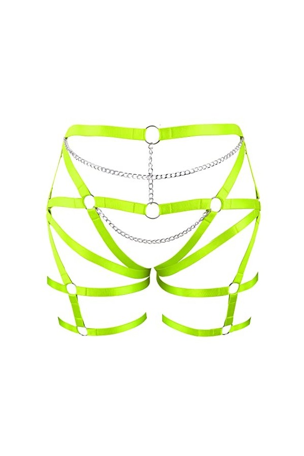 Harnais grande taille pour femme - Ceinture porte-jarretelles - Chaîne de corps ajourée pour femme - Style punk, gothique, ra