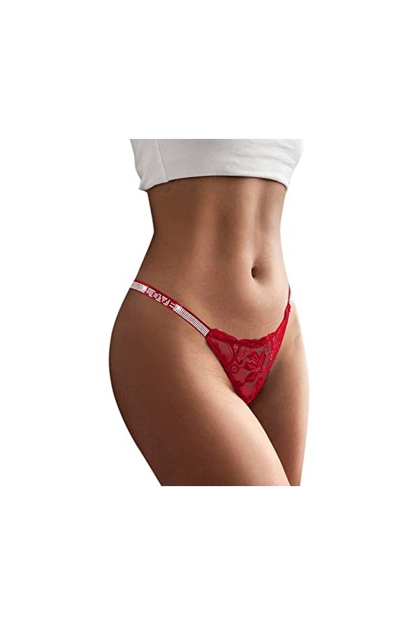 RUITOTP 3 PC Femmes Sexy Dentelle Slips évider Culotte Crochet à Lacets Culotte Tongs G String Lingerie sous-vêtements Menstr