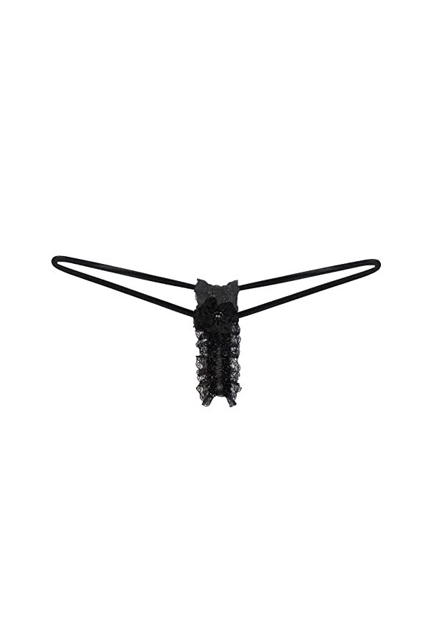 Sohimary 405 Femme Mini String Ouvert Dentelle XS S M 34 36 38 40 Noir