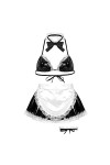 SHANHE Womens Cute Maid Dress Cosplay Sexy Costume Bra Top Taille Haute Jupe G-string Briefs avec Tablier Collier Jambe Annea