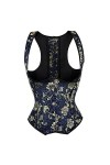 WEITING Underbust Corsets Top Sexy Bustiers Gothique Minceur Corselet Gilet Cupless Plus La Taille Bleu Or Costumes Robes-XL