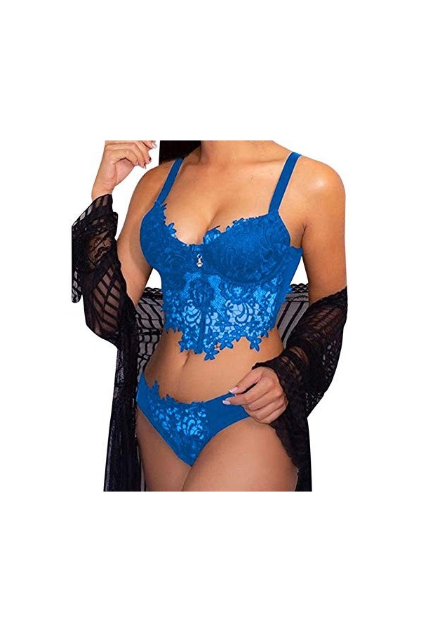 Ensemble de lingerie érotique Femme Sexy Sexy Licol Dentelle SexyBa Dentelle Sous-vêtements Brodés Femme Sous-Vêtements Thong