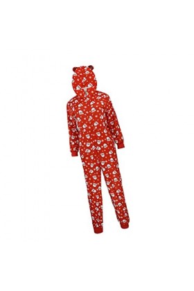 Ailan Pyjama Familial imprimé Chapeaux de noël Combinaison Fermeture éclair à Manches Longues Barboteuse Vacances décontracté