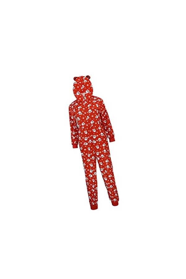 Ailan Pyjama Familial imprimé Chapeaux de noël Combinaison Fermeture éclair à Manches Longues Barboteuse Vacances décontracté