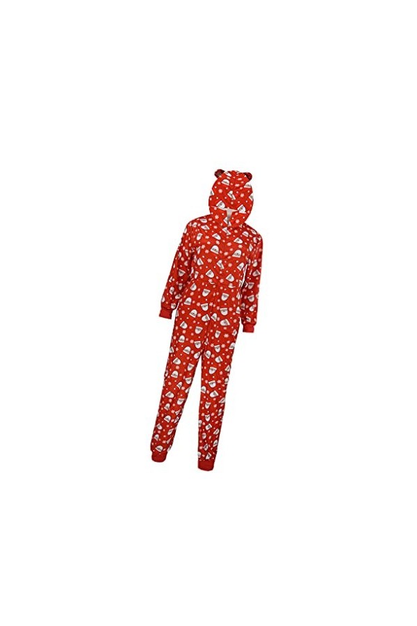 Ailan Pyjama Familial imprimé Chapeaux de noël Combinaison Fermeture éclair à Manches Longues Barboteuse Vacances décontracté