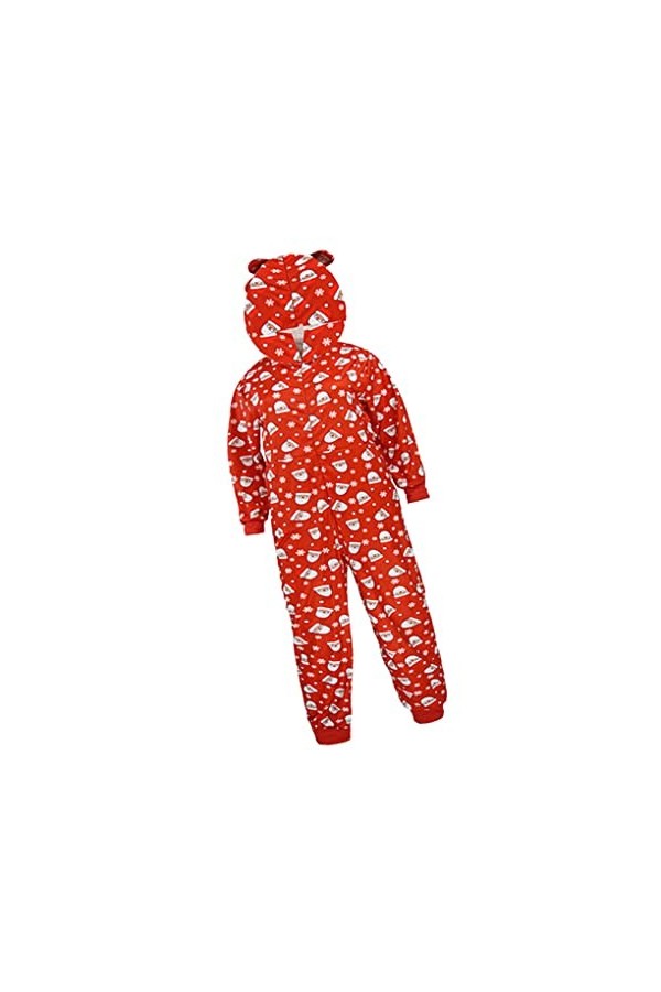 Ailan Pyjama Familial imprimé Chapeaux de noël Combinaison Fermeture éclair à Manches Longues Barboteuse Vacances décontracté
