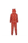 Ailan Pyjama Familial imprimé Chapeaux de noël Combinaison Fermeture éclair à Manches Longues Barboteuse Vacances décontracté