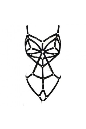 TaozhuangN0275 Ceinture élastique gothique sexy pour mariage Taille haute Style punk creux