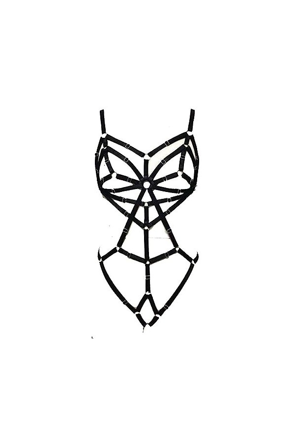 TaozhuangN0275 Ceinture élastique gothique sexy pour mariage Taille haute Style punk creux