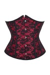 Kelvry Corset en satin à lacets pour femme Taille 34-52, noir/rouge, 14-16