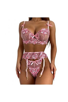 HELLORSOON Slip pour Femme Sexy Dentelle Florale Confortable String Ficelle Coupe Française Transparent Érotique Romantique s