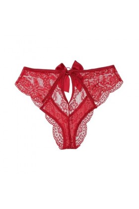 ZTIANEF Nuisettes Sexy Femme sous-Vêtements Sexy en Dentelle Transparente avec Nœud Creux dans Le Dos, Slip Taille Haute, Cul