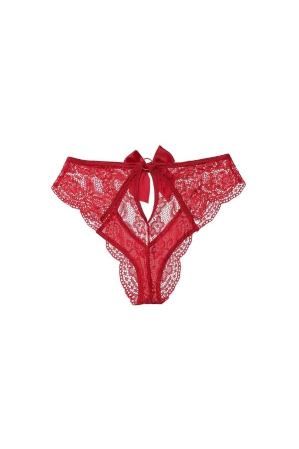 ZTIANEF Nuisettes Sexy Femme sous-Vêtements Sexy en Dentelle Transparente avec Nœud Creux dans Le Dos, Slip Taille Haute, Cul