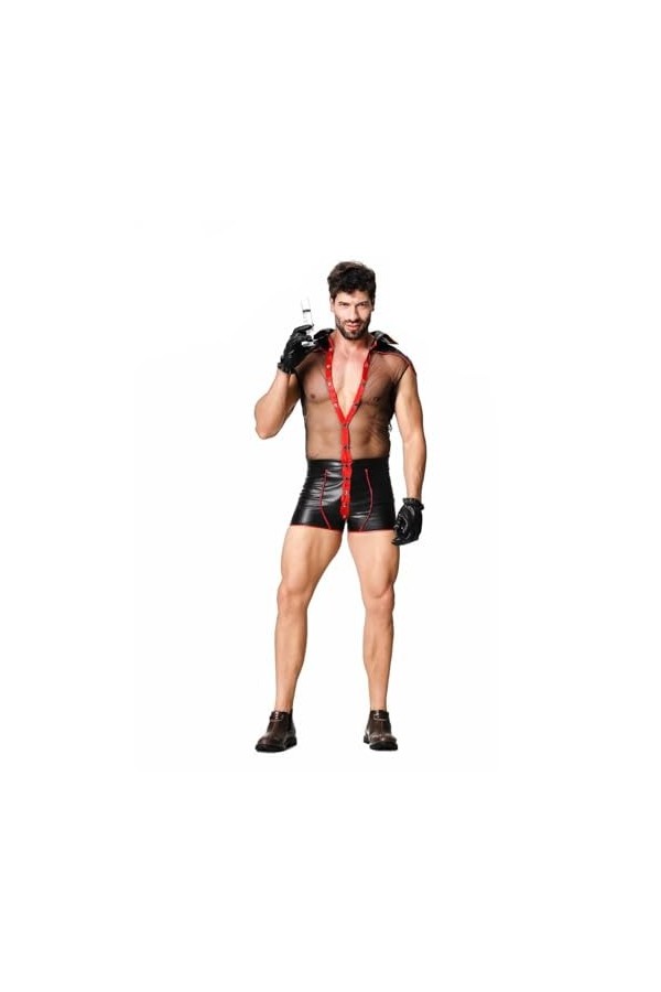 Ensemble de Lingerie pour Homme Costume de Docteur Du Diable Noir Sous Vêtements Body Érotique Uniforme de Médecin pour Homme