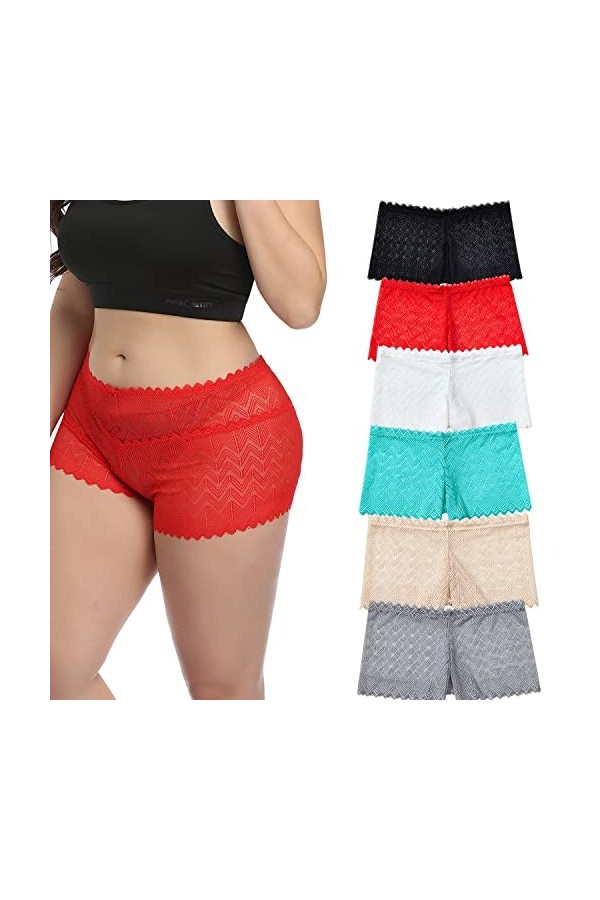 Wemoven Culotte sexy en dentelle pour femme Taille normale et grande taille, Lot de 6 - C, Medium