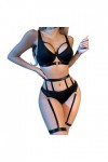 MODSGUE Y Dessous pour femme - String - Bralette - En maille - Sexy - Push Up - Lingerie - Cosplay, Noir , XL