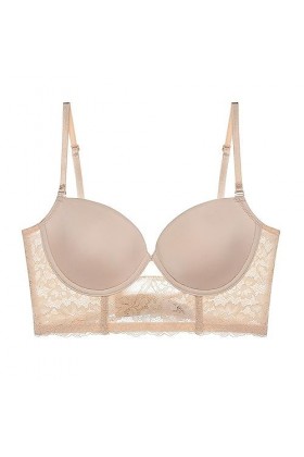 LSEEKA Damen-BH mit Sexy Spitze, einfarbig, U-förmig, groß, rückenfrei, weich, mit Bügel Meine Bestellung, beige, 90D
