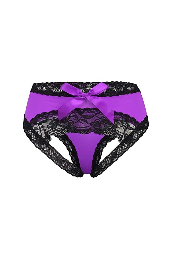 CITUYER Culotte sexy en dentelle pour femme avec nœud mignon - rouge - Taille L