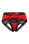 CITUYER Culotte sexy en dentelle pour femme avec nœud mignon - rouge - Taille L