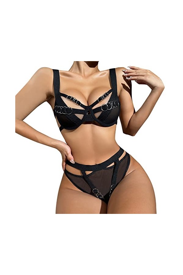 HELLORSOON Lingerie Haut Discothèque pour Femmes Moto Fille Sexy sous-vêtements Ensemble Sexy Femmes Lingerie pour