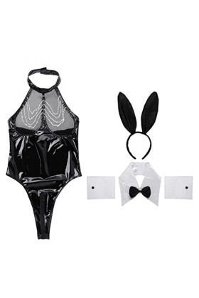 CHAOYI Personnage féminin – Vêtements de jeu en cuir – Convient pour un kit de corset serré – Noir, M