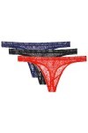 Yomie Culotte Ultra-Fine pour Hommes en Dentelle Transparente Douce Sexy String,L,3-pack rouge/noir/Royal bleu 