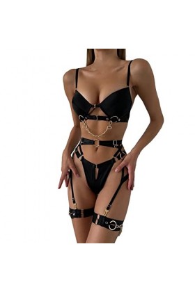 Femme Soutien Gorge de Sport Run Max Pyjama Femme Drôle Femme Sexy Bouton Métal Entrelacé Panneau Découpe Soutien-Gorge sous-