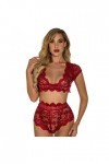 Plus Grande tailleSexy Lingerie érotique à Trois Points, Rouge, 3XL