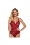 Plus Grande tailleCombinaison Ouverte Sexy Lingerie serrée Femme, Rouge, L