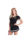 SHANHE Womens Cheerleader Cosplay Costume Lingerie Christmas Party T-shirt with Mini Skirt G-string for Female Night Sexy Clu