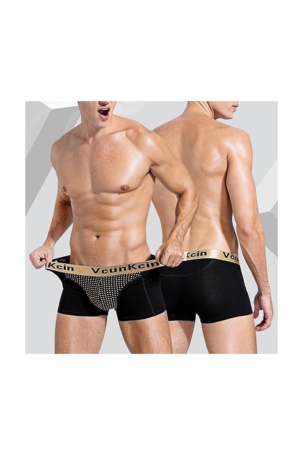 MECKOZ sous-vêtements Magnétiques pour Hommes Boxer Physiologique Tourmaline Prostate Therapy Culotte Souple Favorisant la Cr