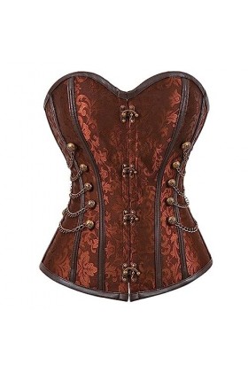 SHANHE Corset Grande Taille Faux Cuir Lingerie Pirate Costume Corset Corset Haut De La Poitrine Steampunk Corset Femme Marron