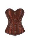 SHANHE Corset Grande Taille Faux Cuir Lingerie Pirate Costume Corset Corset Haut De La Poitrine Steampunk Corset Femme Marron