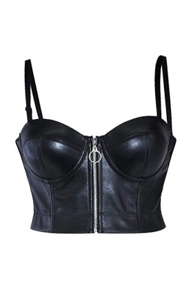 Soutiens-Gorge en Cuir PU Noir pour Femmes Soutien-Gorge Push Up Sexy Grande Taille Lingerie Gothique sous-vêtements Bralette