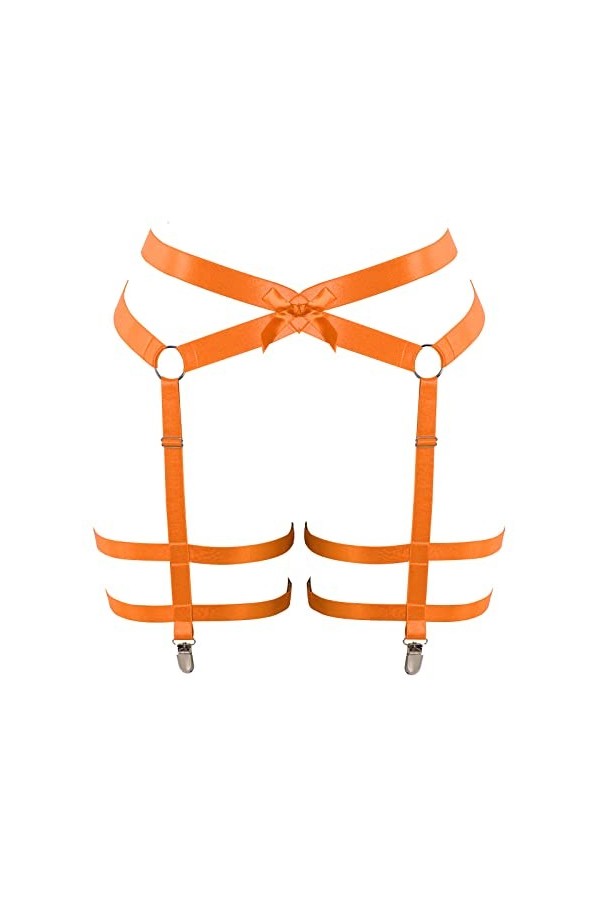 Porte-jarretelles de cuisse - Bas cage à clip - Chaîne de harnais ajourée pour femme - Grande taille - Punk gothique rave, bl