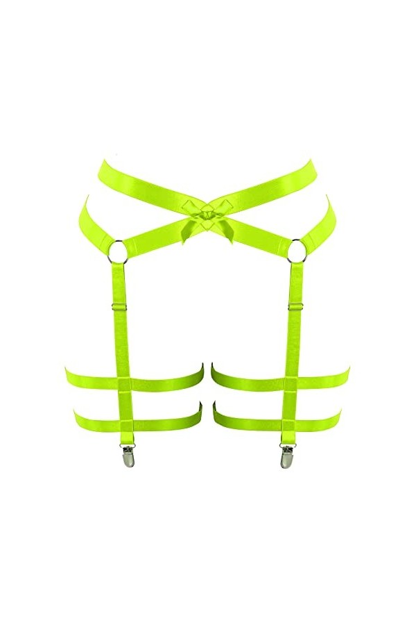 Porte-jarretelles de cuisse - Bas cage à clip - Chaîne de harnais ajourée pour femme - Grande taille - Punk gothique rave, bl