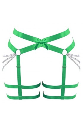 Ceinture porte-jarretelles grande taille pour femme - Style punk gothique rave Halloween, Vert Fruit, taille unique