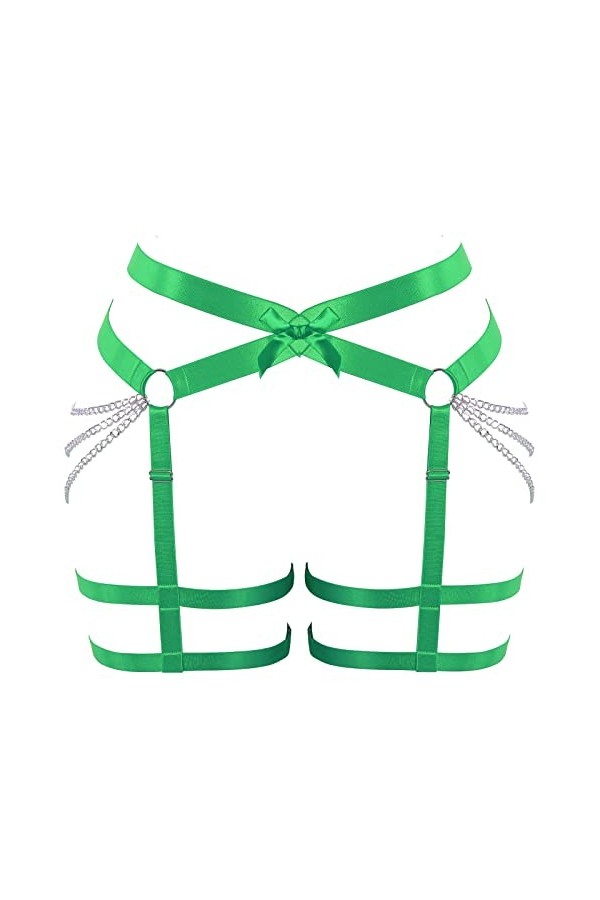 Ceinture porte-jarretelles grande taille pour femme - Style punk gothique rave Halloween, Vert Fruit, taille unique