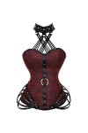 Corset steampunk gothique à baleines en acier avec fermeture éclair sur la poitrine bustier à baleines en acier pour femme ha