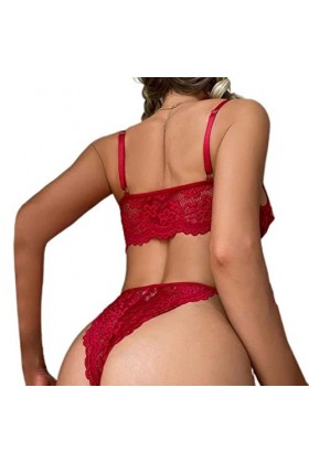CABULE Ensemble de lingerie pour femmes sexy et sexy en dentelle florale ajourée ensemble de sous-vêtements femme 2 pièces-no
