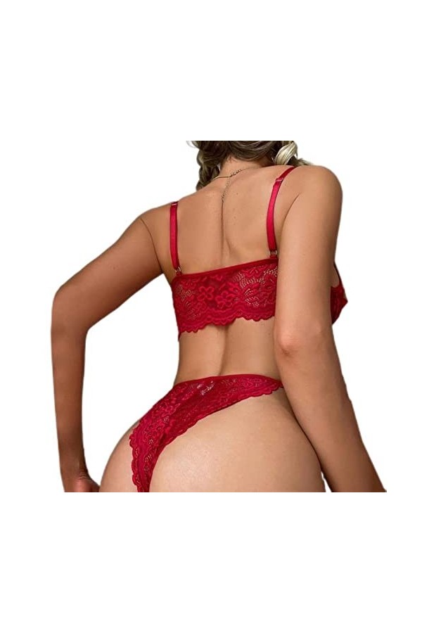 CABULE Ensemble de lingerie pour femmes sexy et sexy en dentelle florale ajourée ensemble de sous-vêtements femme 2 pièces-no