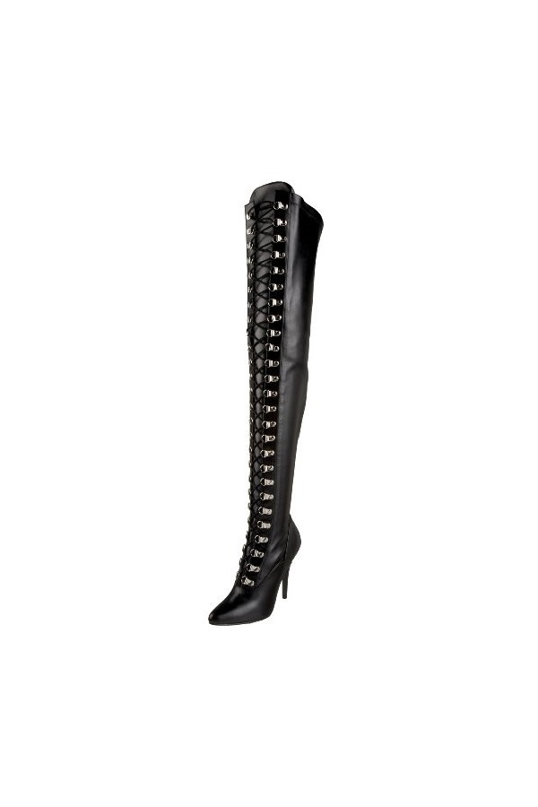 Pleaser Seduce-3024, Bottes hautes classiques non doublées femme - Noir - Schwarz Blk Str Pu , 46 EU