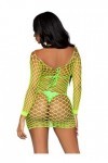 Leg Avenue Supreme Fence Net 86128-03122 Mini-Robe à Manches Longues en Filet Vert Fluo Taille O/S Costumes Adulte, Multicolo
